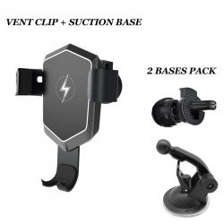 Wireless Charger Universal Gravity Windshield / Dashboard / Air Vent Car Mount Holder (Black)